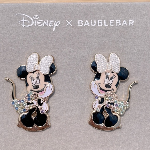 Brand New Disney x BaubleBar Minnie Mouse Pearl Beaded Bow Pastel Post Earrings - Picture 3 of 10